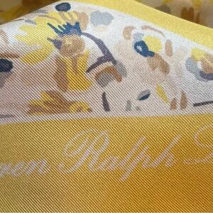Ralph Lauren Yellow and Blue Floral Silk Diamond Scarf